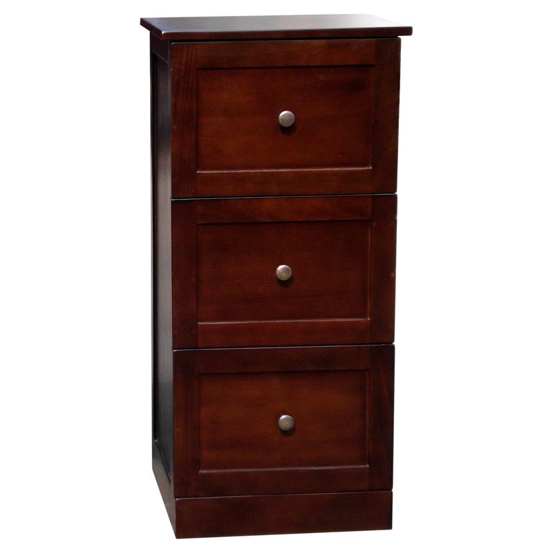 D-Art Collection Little Rock Mahogany Solid Wood 3-Drawer Filing Cabinet - Brown