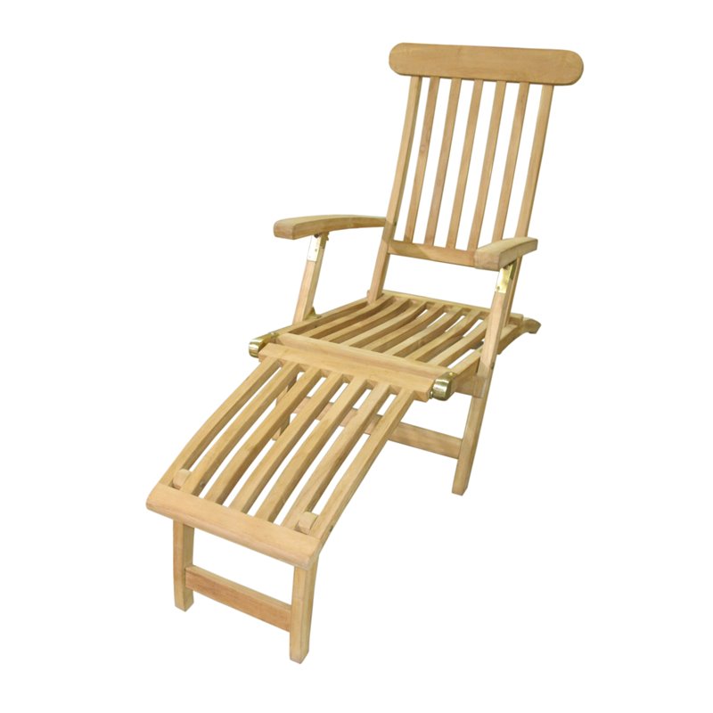 D-Art Collection Traditional Teak Wood Steamer Chair in Natural