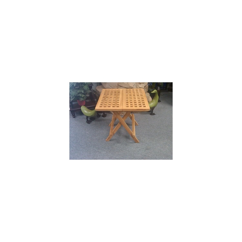 D-Art Collection Square Traditional Teak Solid Wood Picnic Table in Natural