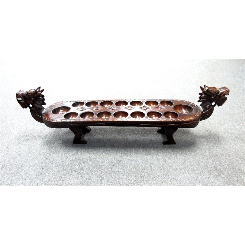 D-Art Collection Teak and Mahogany Solid Wood Dragon Mancala in Dark Brown