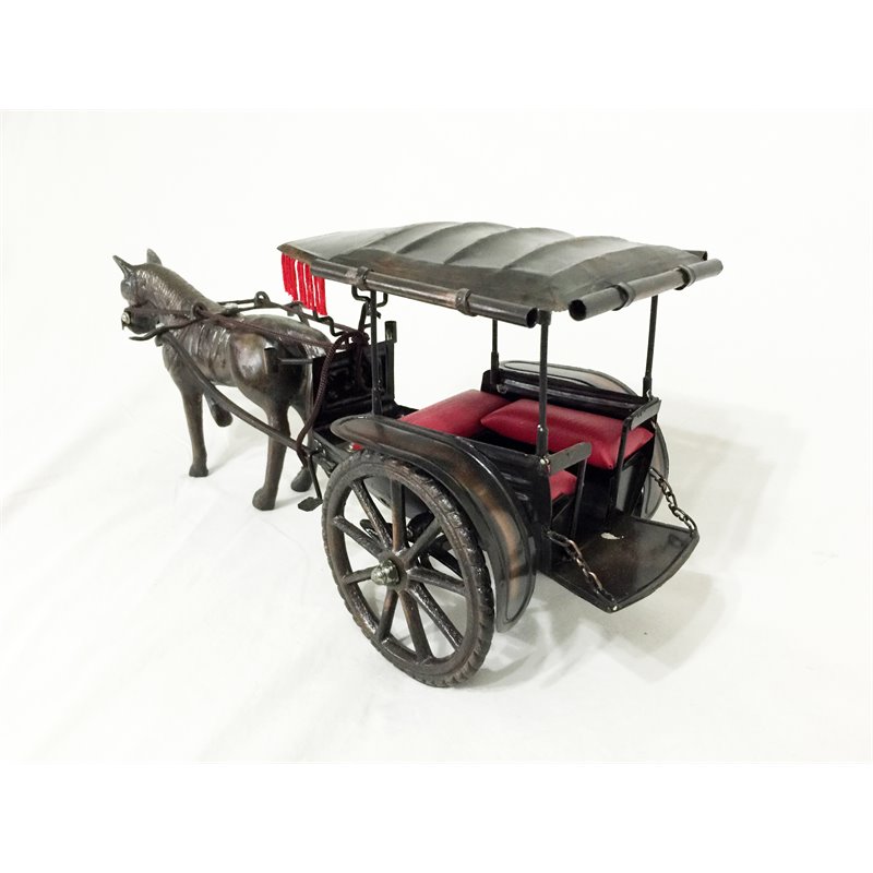 D-Art Collection Tin Metal and Iron Horse Carriage Trolley in Copper/Chrome