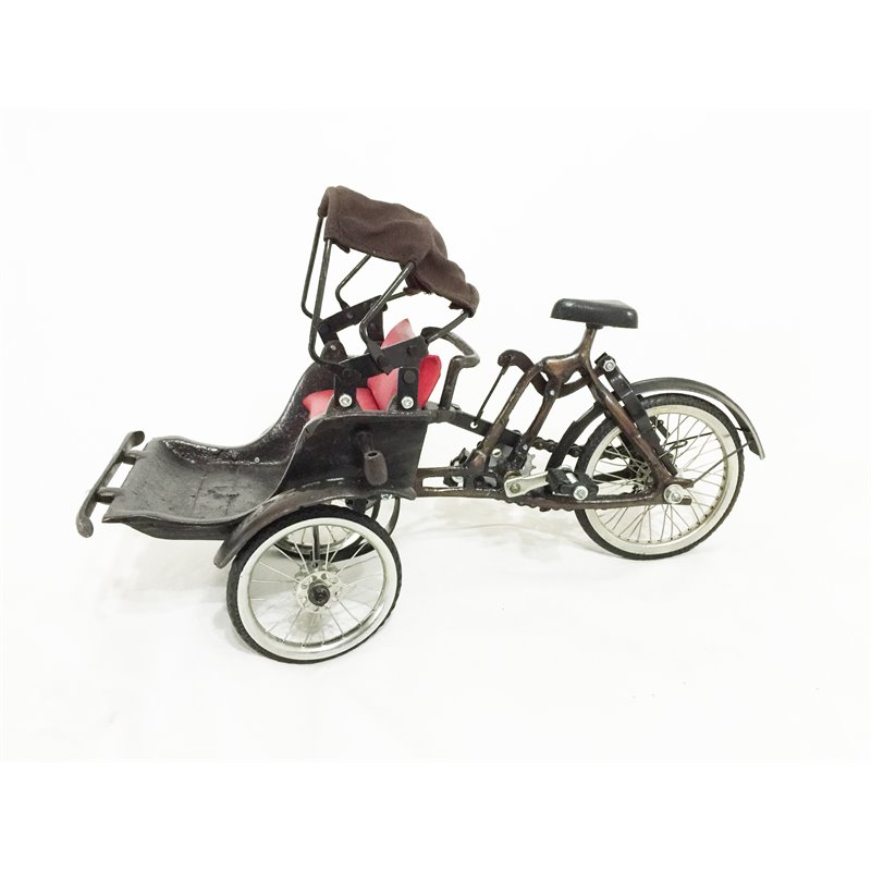 D-Art Collection Tin Metal and Iron Penang Ricksaw in Copper/Chrome