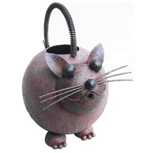 D-Art Collection Tin Metal and Iron Cat Watering Can Figurine in Multi-Color