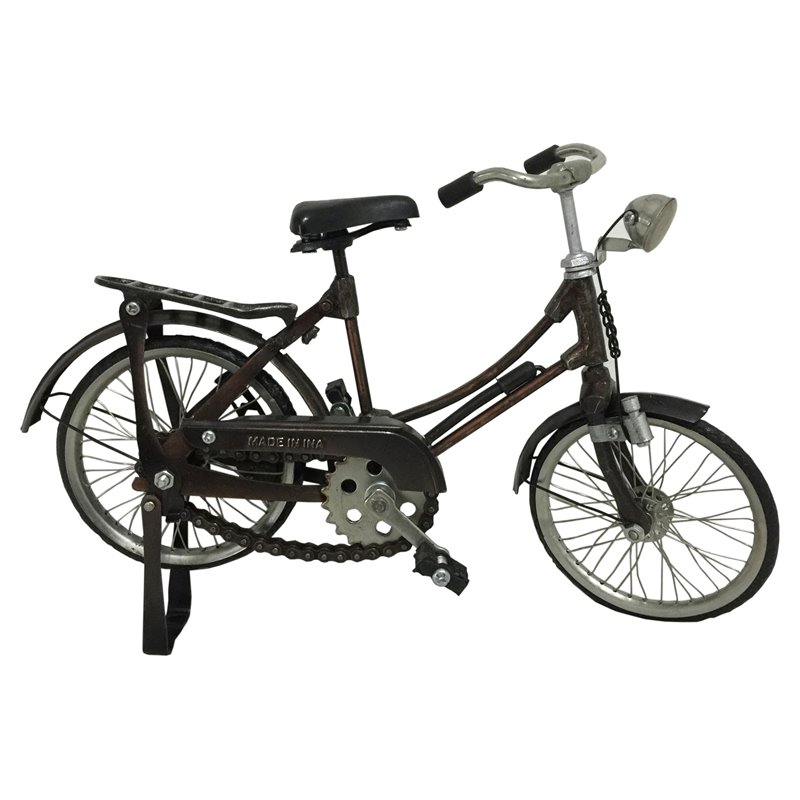 D-Art Collection Tin Metal and Iron Vintage Female Bicycle in Copper/Chrome
