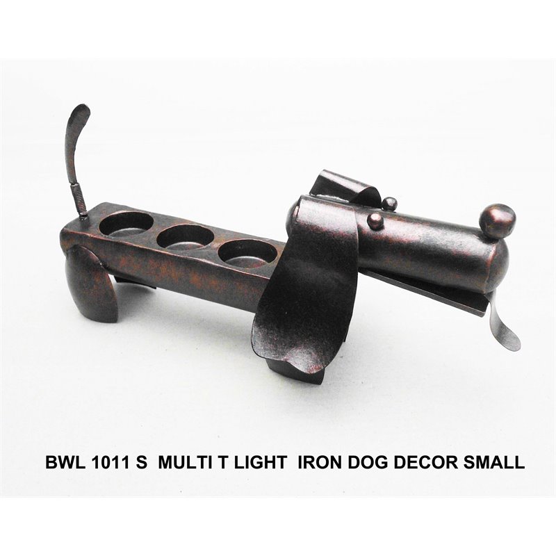 D-Art Collection Tin Metal and Iron Small Multi T-light Dog Decor in Multi-Color