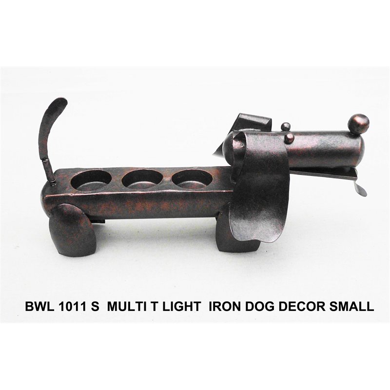 D-Art Collection Tin Metal and Iron Small Multi T-light Dog Decor in Multi-Color