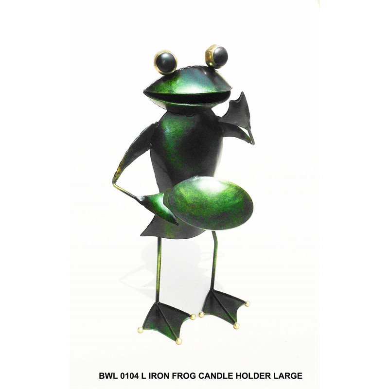 D-Art Collection Tin Metal and Iron Frog Candle Holder in Green (set of 3)