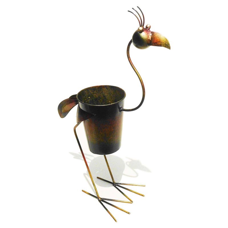 D-Art Collection Tin Metal & Iron Standing Rooster Planter Decor in Multi-Color