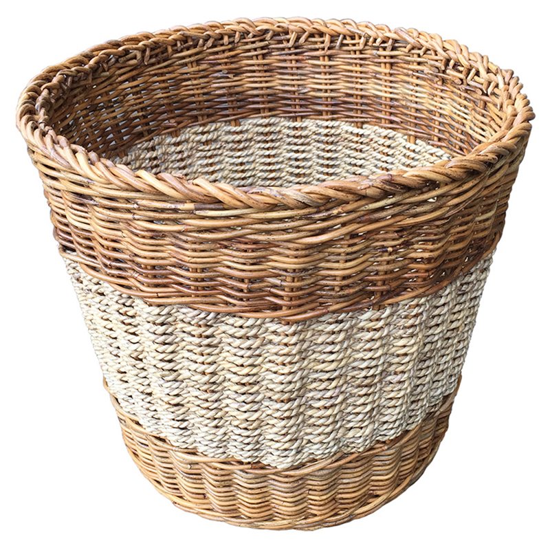 D-Art Collection Arurog Abaca Wicker/Rattan and Seagrass Basket in Natural
