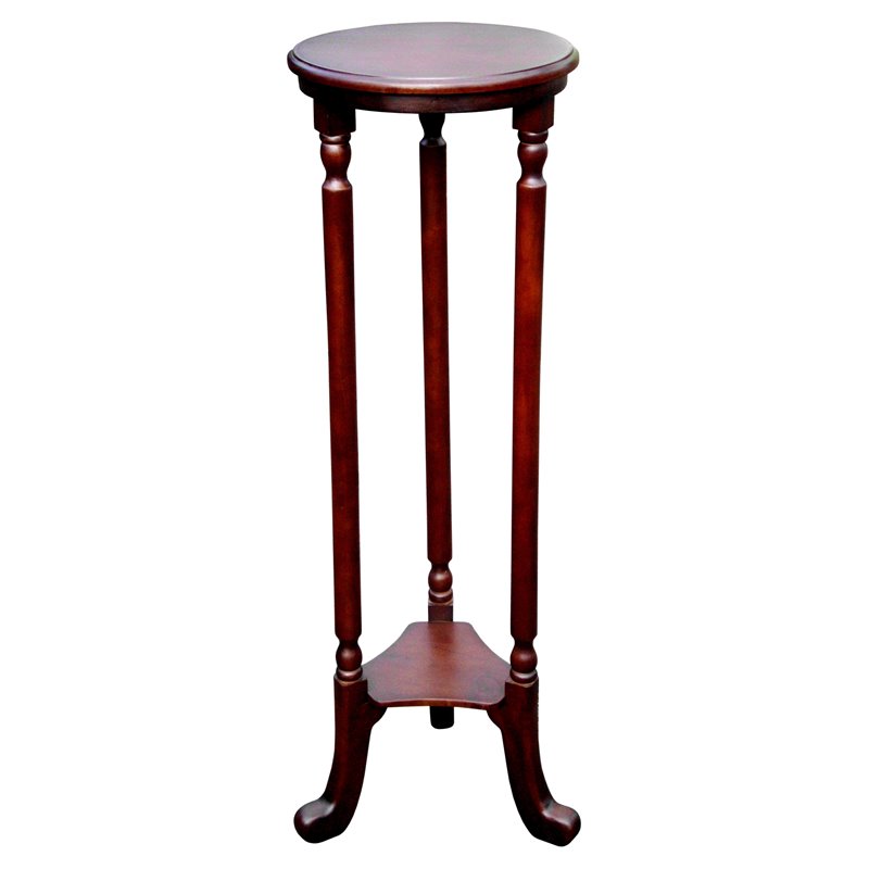 D-Art Collection Barley Traditional Solid Mahogany Wood Plantstand in Dark Brown