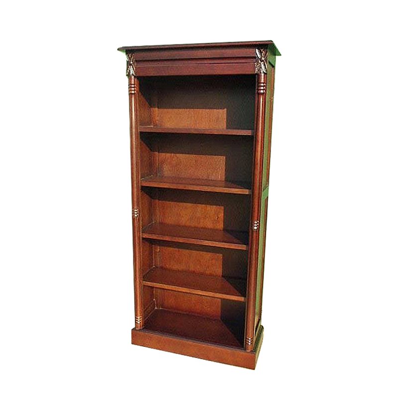 D-Art Collection Bellevue Solid Mahogany Wood Tall Bookcase in Dark Brown