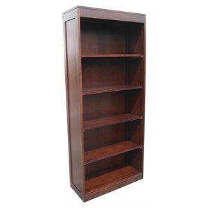 D-Art Collection Bellevue Solid Mahogany Wood Tall Bookcase in Dark Brown
