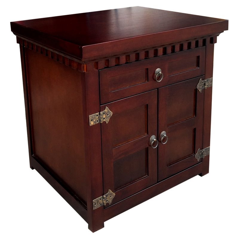 D-Art Collection Texas Traditional Solid Mahogany Wood Nightstand in Dark Brown