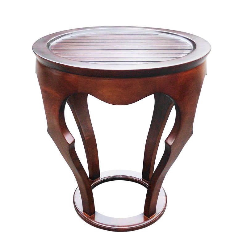 D-Art Collection Baronnes Solid Mahogany Wood Curved Table in Dark Brown