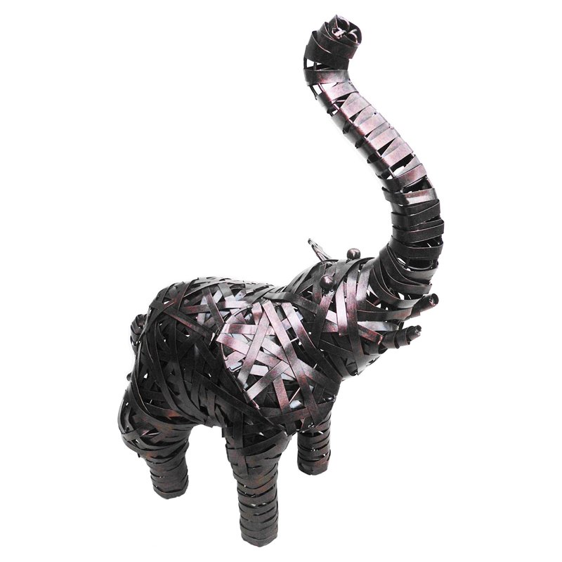 D-Art Collection Tin Metal and Iron Small Elephant Crazy Weave Decor in Bronze
