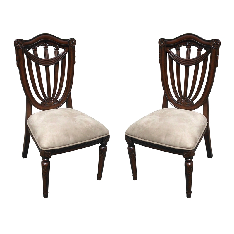 D-Art Collection Sheraton Side Chair (set of  2 pcs) mahogany wood brown color