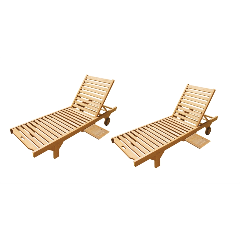 D-Art Collection Teak Wheel Lounger Set of 2 pcs in Solid Teakwood natural color