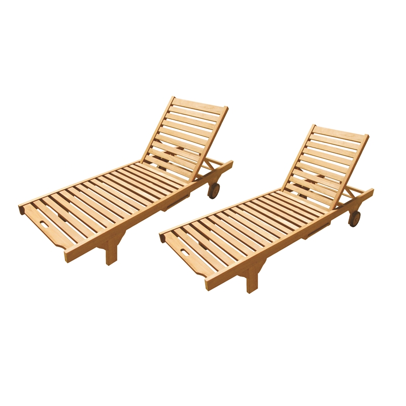 D-Art Collection Teak Wheel Lounger Set of 2 pcs in Solid Teakwood natural color
