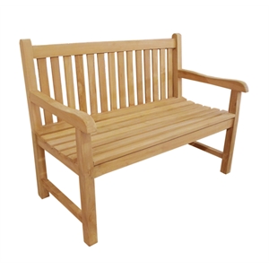 D-Art Collection Teak Riverside 2 Seater Bench in solid teakwood natural color