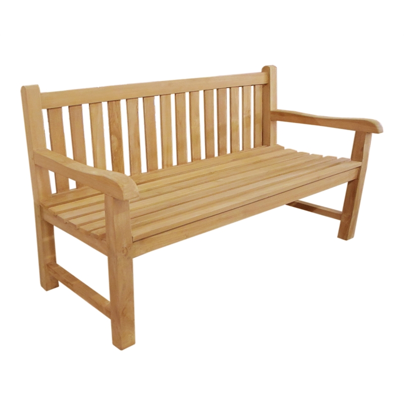 D-Art Collection Teak Riverside 3 Seater Bench in solid teakwood natural color