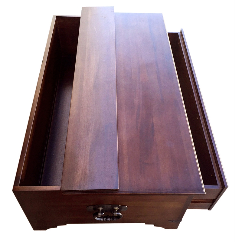 D-Art Collection Coffee Table w/ Brass Accents in Mahogany wood