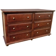 D-Art Collection Java Double Dresser 6 Draw in Mahogany wood with brown finish