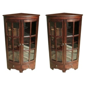 D-Art Collection Mahogany Corner Cabinet PI (Set of 2 pcs)