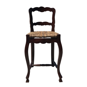 D-Art Collection Ladder Back Counter Stool in Mahogany wood brown color