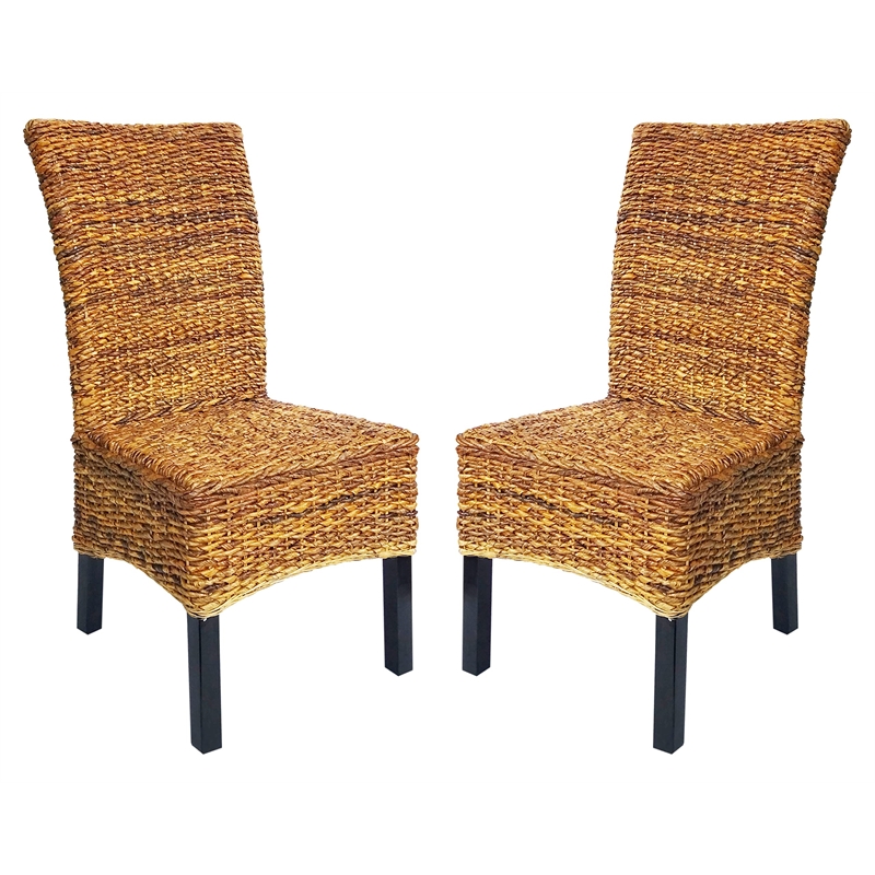 D-Art Collection Torrig Banana Leaf Chair SET 2 PCS in Wood/Woven Banana Leaf