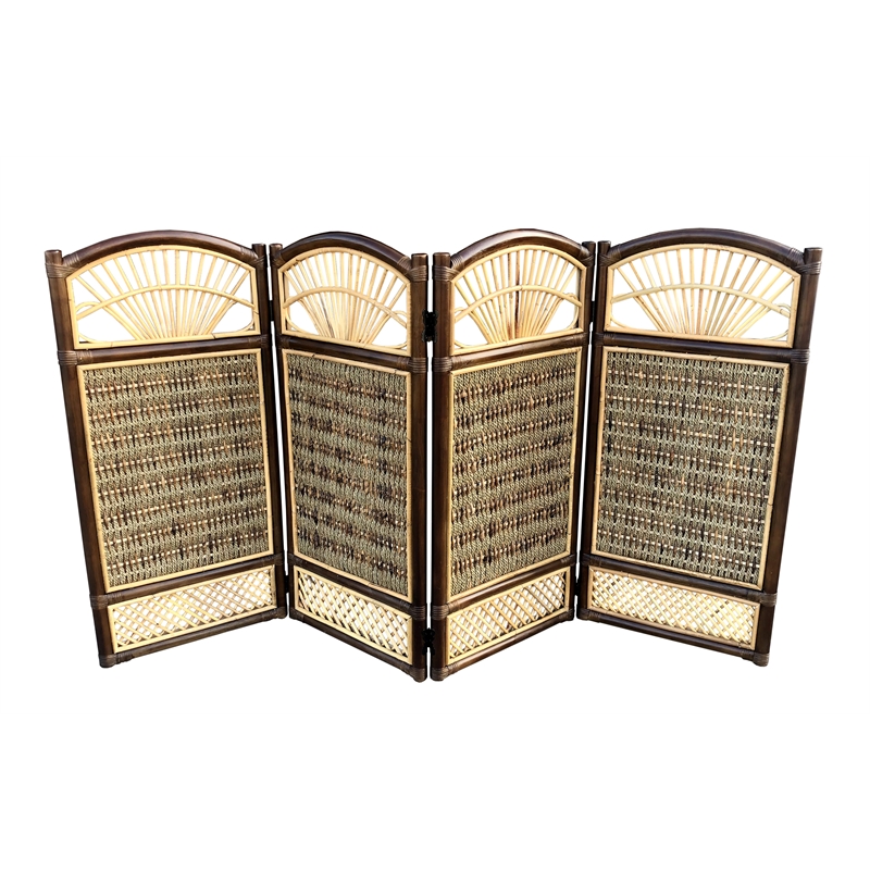 D-Art Collection Half Seagrass Divider Handmade Room Divider