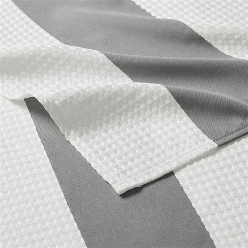 Madison Park Traditional Polyester Fabric Spa Waffle Shower Curtain in Gray