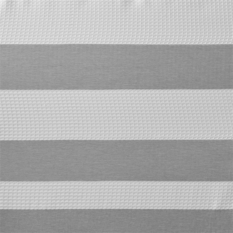 Madison Park Traditional Polyester Fabric Spa Waffle Shower Curtain in Gray