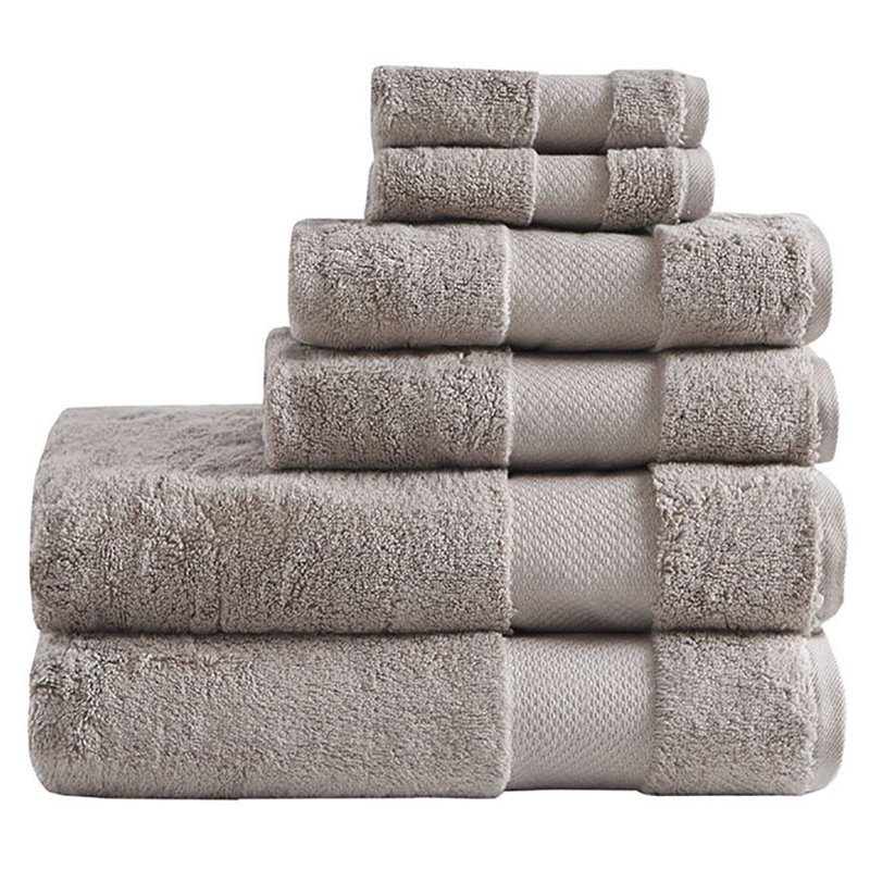 Madison Park Signature 6-Piece Transitional Cotton Bath Towel Set in Brown