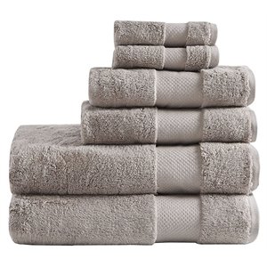 Madison Park Signature 6-Piece Transitional Cotton Bath Towel Set in Brown