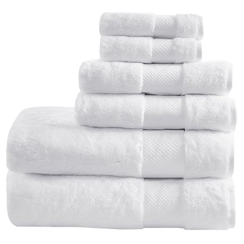 Madison Park Signature 6-Piece Transitional Cotton Bath Towel Set in White