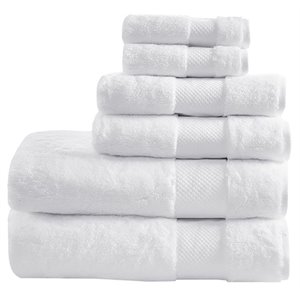 Madison Park Signature 6-Piece Transitional Cotton Bath Towel Set in White