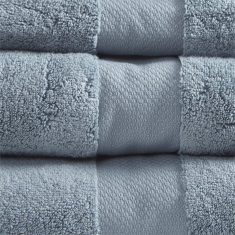 Madison Park Signature 6-Piece Transitional Cotton Bath Towel Set in Blue