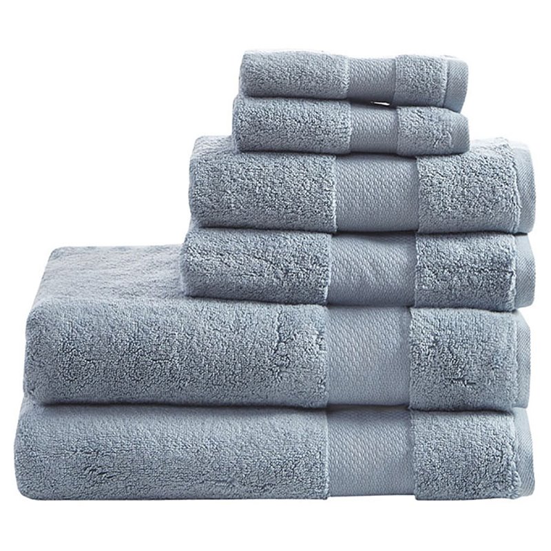 Madison Park Signature 6-Piece Transitional Cotton Bath Towel Set in Blue