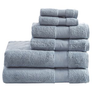 Madison Park Signature 6-Piece Transitional Cotton Bath Towel Set in Blue