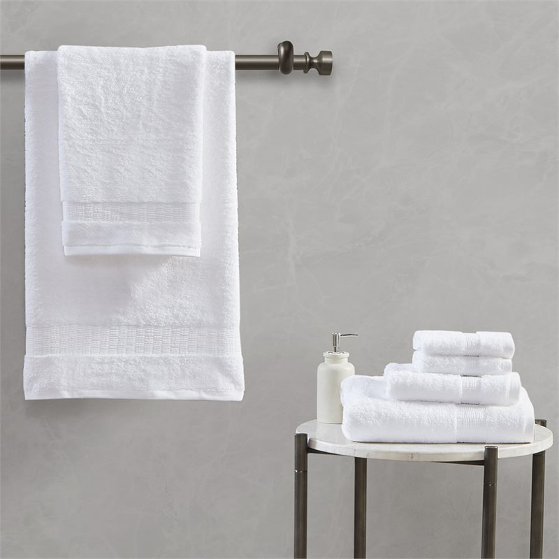 Madison Park Signature Luce 6-Piece Egyptian Cotton Towel Set in White