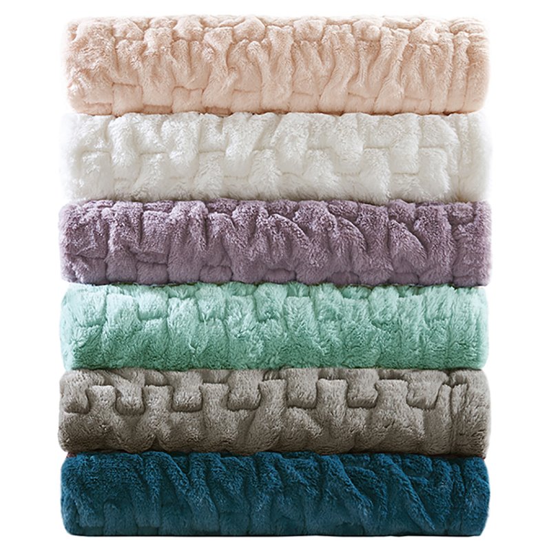 Madison Park Modern 100 Percent Polyester Fabric Solid Long Fur Throw in Pink