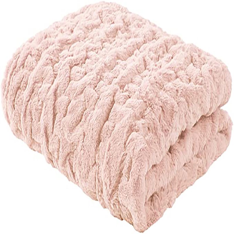 Madison Park Modern 100 Percent Polyester Fabric Solid Long Fur Throw in Pink