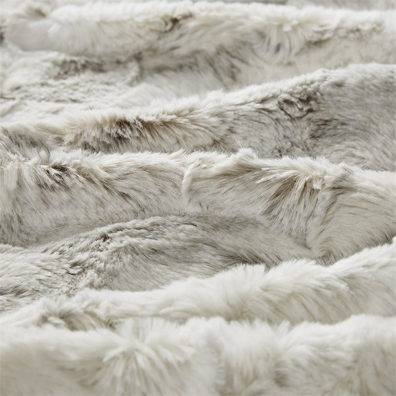 Madison Park Sachi Modern Printed Knitted Long Fur Throw in Natural