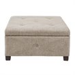Madison Park Aspen Fabric & Solid Wood Button Tufted Storage Ottoman in Brown