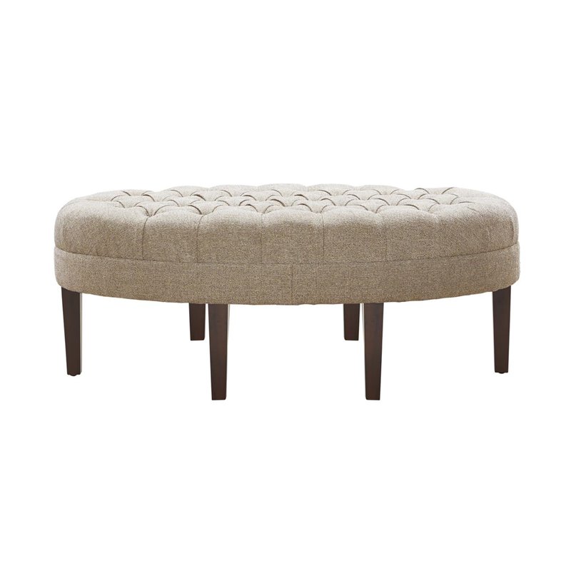 Madison Park Martin Modern Fabric and Solid Wood Bench in Beige