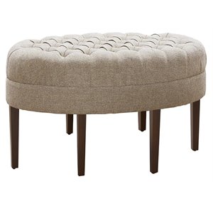 Madison Park Martin Modern Fabric and Solid Wood Bench in Beige