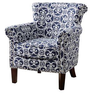 Madison Park Brooke 34.75&quot Fabric and Solid Wood Tight Back Club Chair in Navy