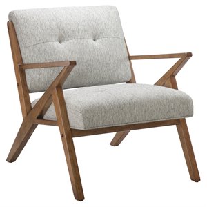 INK+IVY Rocket 32.5&quot Fabric and Solid Wood Lounge in Light Gray/Pecan
