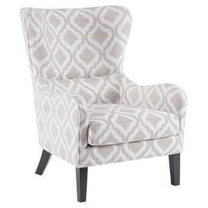 Madison Park Arianna 41.63&quot Fabric and Solid Wood Swoop Wing Chair in White