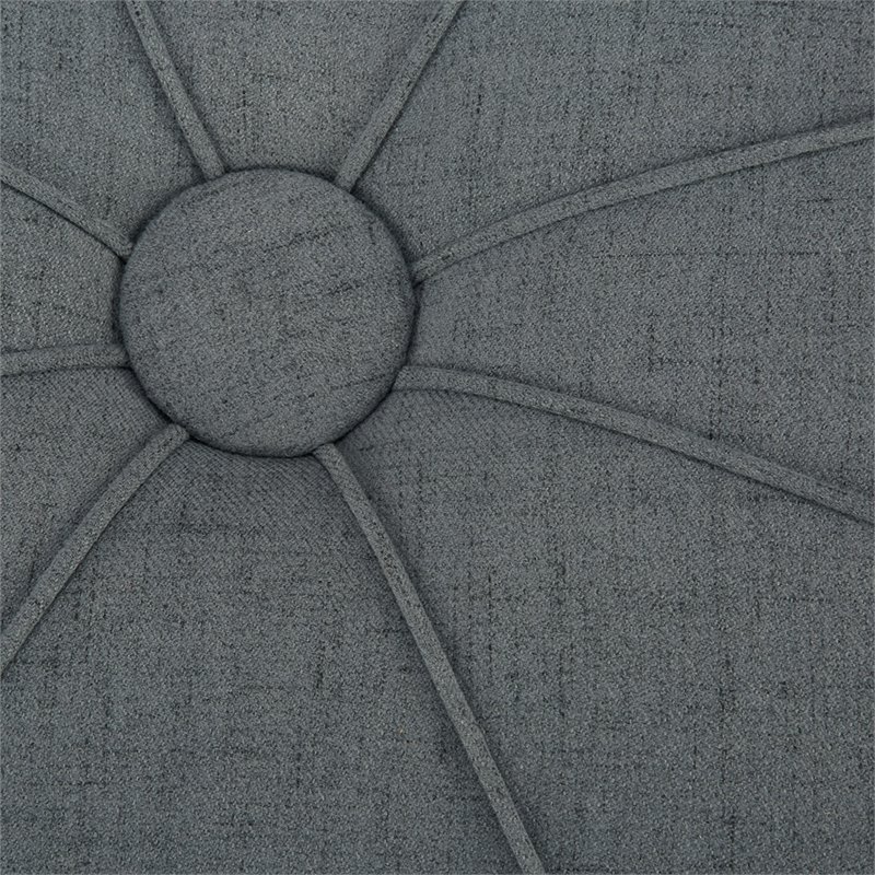 Madison Park Ferris Oval Fabric and Solid Wood Ottoman in Charcoal Gray